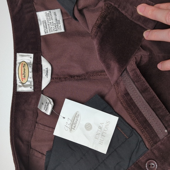 Talbots Petites Straight Leg Pant Brown Cotton Velour Classic Fit Stretch Size 8 - Picture 7 of 8